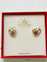 Disney Parks Minnie HEART Earrings Sterling Silver / Gold Overlay Studs ... - £31.64 GBP