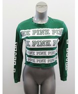 Pink Victoria Secret Cropped Long Sleeve T Shirt Size XS Green White spe... - £8.55 GBP