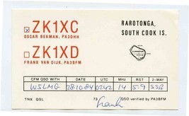 QSL Card ZK1XC Rarotonga South Cook Islands 1984 - £10.89 GBP