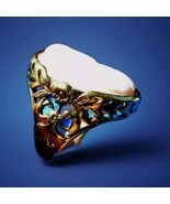 Angel Skin Mediterranean Coral ORIGINAL Antique Engagement Ring SOLID 14... - $3,320.25