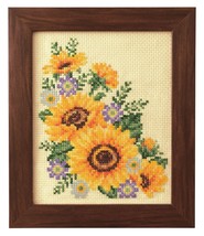 Cosmo Sunflower and Aster Seasonal Flower Arrangement Cross Stitch Kit - $34.95