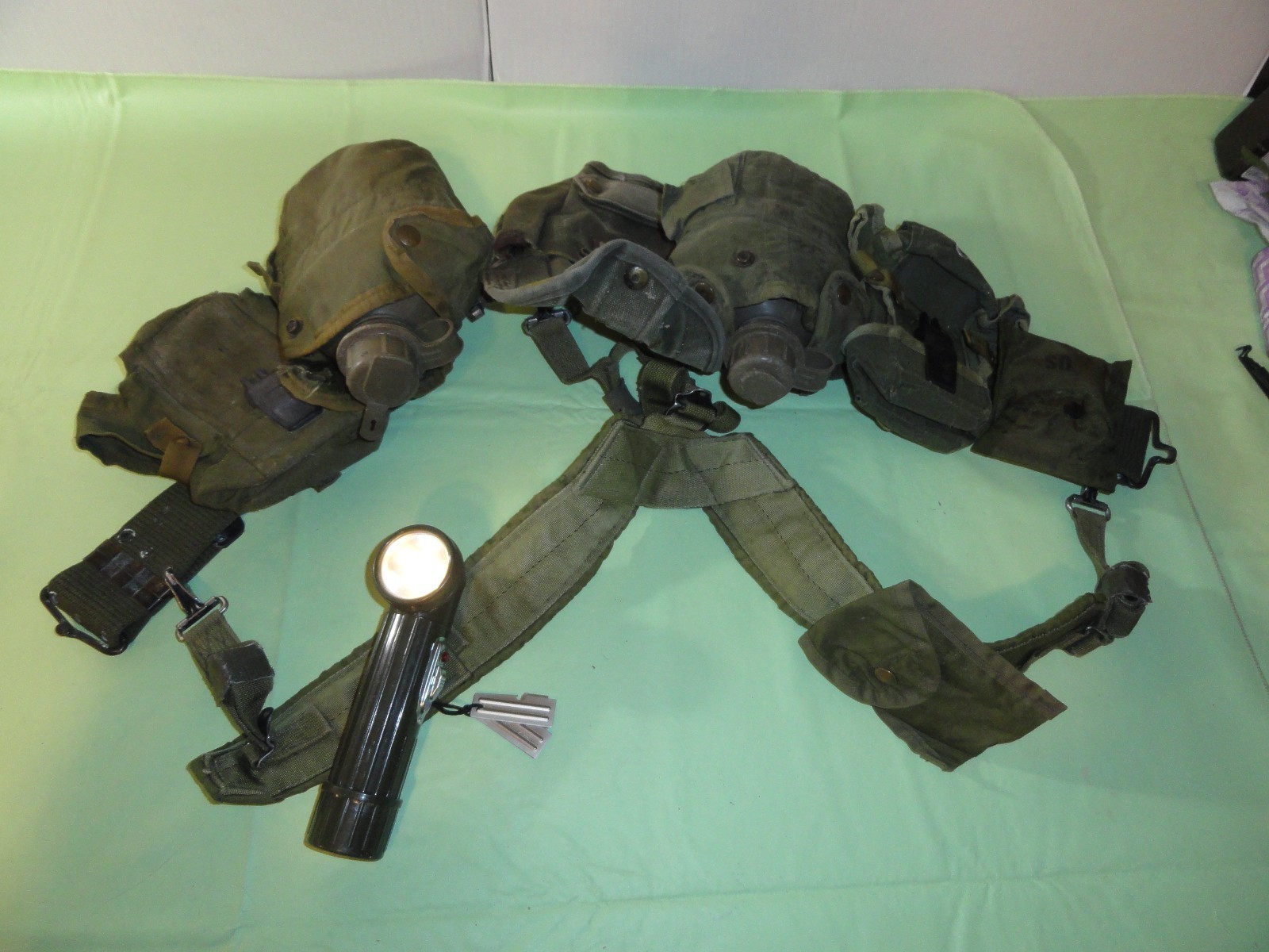 VIETNAM ERA LC-1 LOAD CARRYING SUSPENDERS ALICE CLIP OD GREEN LBE RIG ME... - $80.99