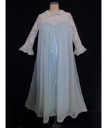 Vintage 60s Komar Peignoir Set S Chiffon Nylon Lace Aqua Blue Full Lengt... - $171.43 CAD
