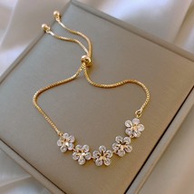2020 new classic crystal five leaf flower bracelet Korean female jewelry fashion - £9.72 GBP