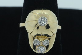 Art Deco (ca. 1930) 14K Yellow Gold Platinum Jockey Cap Ring Diamonds (5... - $640.00
