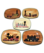 5 Pennsbury Pottery Oval Trays Plaques Railroad Trains Antique Steam Eng... - $928.08 MXN