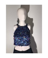 Adrianna Papell Navy Blue Sequin Crop Top Size 0 – Party or Formal Wear - €23,96 EUR