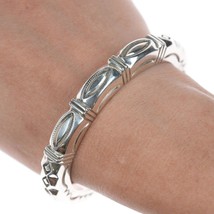 6.25&quot; Jennifer Curtis Navajo Heavy Stamped silver bracelet - £708.13 GBP