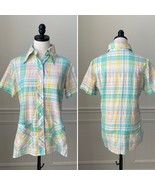 Vintage 70s Dagger Collar Collar Tunic Pastel Plaid M L - $28.26 CAD