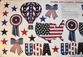 Stars and Stripes Appliques Cranston Fabric OOP - £11.01 GBP