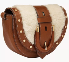 Fossil Harwell Small Flap Crossbody Bag Brown Leather &amp; Shearling ZB1953101 NWT - £70.45 GBP