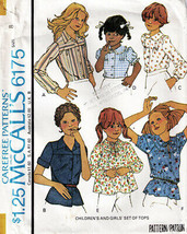 Vintage 1978 Girls&#39; TOPS &amp; BLOUSES McCall&#39;s Pattern 6175-m Size 8 UNCUT - $12.00