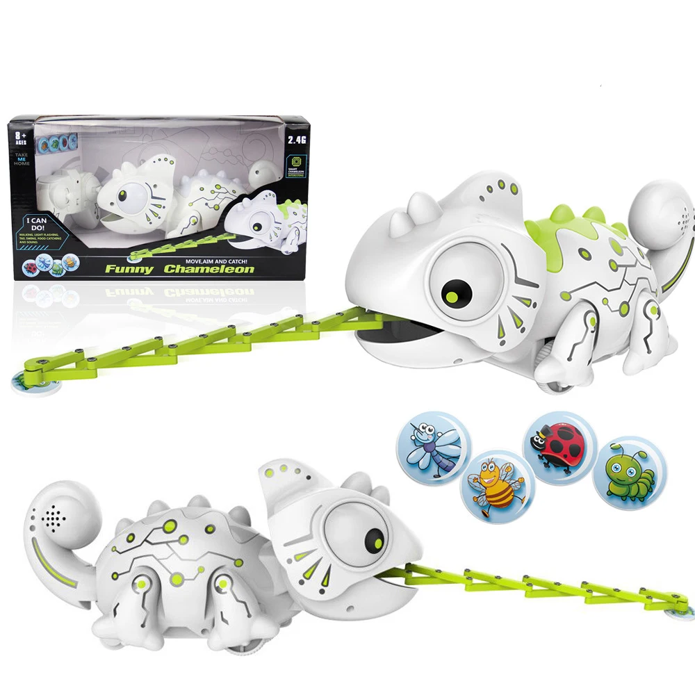Dinosaur Control RC Animal Toys Remote Chameleon 2.4GHz Pet White Chameleon - £40.09 GBP