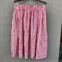 Handmade Vtg? Heart Print Skirt Red White Knee Length Waist 32&quot; Large? - $18.01
