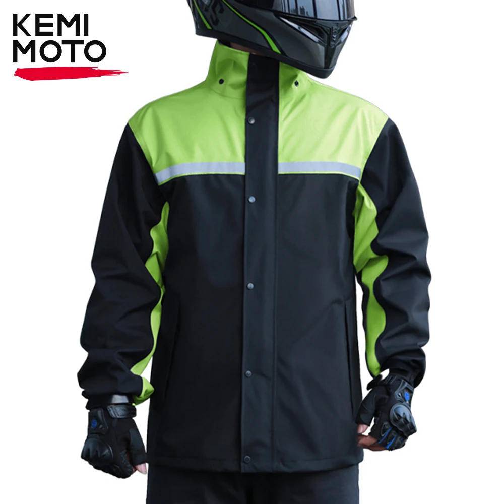 Motorcycle Rain Jacket Pants Men Raincoat Split Suit Reflective Waterproof Cap - £55.82 GBP+