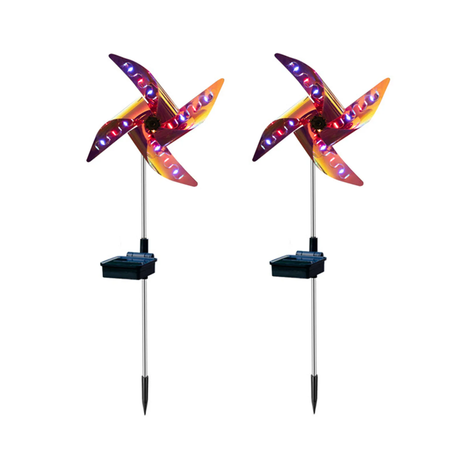 2pcs Pinwheels scape 4 Color Changing Waterproof With LED Lights Fairy Yard Deco - £181.65 GBP