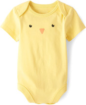 NEW Children&#39;s Place Easter Chick Face Baby Bodysuit yellow sz 3-6 or 6-9 mo. - £6.23 GBP