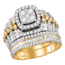 14kt Yellow Gold Round Diamond Bridal Wedding Engagement Ring Band Set 2-1/2 Ctw - £2,404.70 GBP