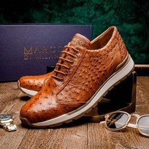genuine ostrich quill fashion sneaker Shoes Scanno Antique Cognac image 9