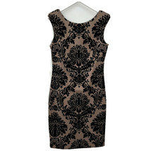 Aidan Mattox Women&#39;s Sleeveless Sheath Dress Brown Black Velour Floral S... - $24.70