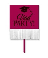 Graduation Burgundy Yard Sign w/ Fringe Burgundy 20&quot; x 16&quot; Paper Foil Gr... - £25.63 GBP