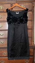 Barbara Tfank Silk Lined Black Velvet Floral  Bateau Neck  Sheath Dress ... - $87.12