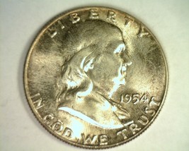 1954 Franklin Half Dollar Gem Uncirculated Full Bell Lines Gem Fbl Original Coin - £91.64 GBP