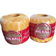 2 Clarks Big Ball Crochet Thread 250 Yards Each Shaded Yellows #19 Size 30 - £5.51 GBP
