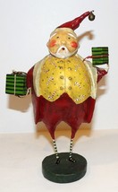 Adorable Lori Mitchell Folk Art Santa With Gifts 7 3/4&quot; Tall Figurine - £52.22 GBP