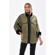 Vinci The Rebel Reversible Shearling Olive Green Leather Women Jacket image 13
