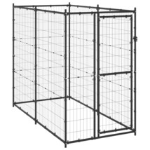 vidaXL Large Black Powder-Coated Steel Outdoor Dog Kennel - Weather Resistant - $575.10 CAD