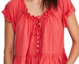 FREE PEOPLE We The Free Women&#39;s Top Charlie Short Sleeve Camelia Red Siz... - $44.79
