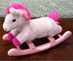 Near Vintage Pink Ride On Cute Pony Plush Baby Rocking Horse - £47.18 GBP