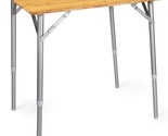 Portable Folding Bamboo Table From Navaris - Woden Height Adjustable, Pi... - $93.96