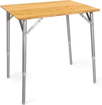 Portable Folding Bamboo Table From Navaris - Woden Height Adjustable, Picnic - £73.88 GBP