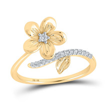 10kt Yellow Gold Womens Round Diamond Flower Band Ring 1/12 Cttw - £200.37 GBP