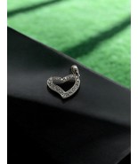 14K White Gold Round Natural Diamond Tiny Heart Women&#39;s Pendant 0.15ctw - €338,99 EUR