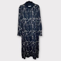 ULLA POPKEN cotton black &amp; tan abstract turtleneck LS maxi dress size 24/26 - £25.12 GBP
