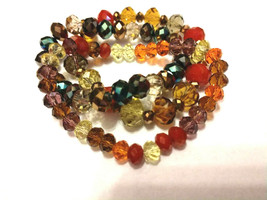 Handmade Trio Of Swarovski Crystal Beaded Stretch Colorful Bracelets - £10.16 GBP