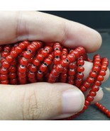 Lot 10 brins 4,5 mm perles commerciales anciennes vénitiennes ROUGE blan... - $95.93 CAD