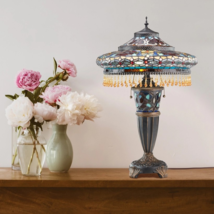 27.5&quot;H Parisian Antique Bell Shade Stained Glass Table Lamp - £510.27 GBP