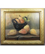 Original Oil Painting Canvas 8 x 10 &quot;PEARS&quot; Framed Artist Signed Pat Keely - £157.35 GBP