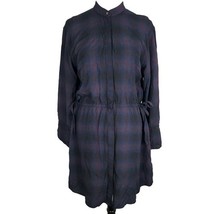Allsaints Florence Womens MED Shirt Dress Navy Blue Plaid Grunge 90s Rock - $24.88