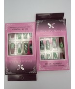 2 Pack 48PC Christmas  Coffin Nails Glitter Very Blingy! Tree Stripes Pr... - $14.36