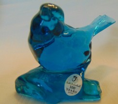Fenton Dark Blue Bird on Log Figurine 2005 - $54.44