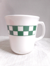 Corelle  #39 Corning Ware 6oz Coffee Cup Green Gingham Checked Print 3 1/2" - $6.99