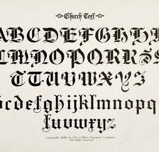 Church Text Font Example 1899 Victorian Crafts Art Drawing Ephemera DWKK20 - $375.23 MXN