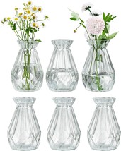Diamond-Faceted Flower Bud Vases, Set Of 6, Mygift Decorative Clear Glass Vase - £33.04 GBP