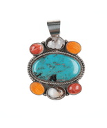 Carlyne Apachito &quot;Nasiho&quot; Navajo multi-stone sterling pendant - $150.73