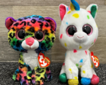 TY Beanie Boos Dotty the Leopard &amp; Harmonie the Unicorn 6&quot; Plush Toys w/... - $7.84